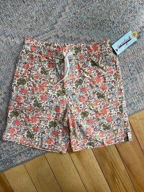 Girls Cat & Jack Floral Drawstring Bermuda shorts in Coral and Olive M